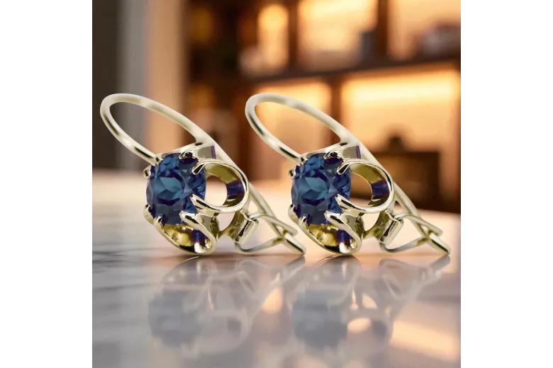 14k žlté zlato 14K (585) Alexandrite náušnice vec035y Russian Soviet USSR Vintage Art Deco style